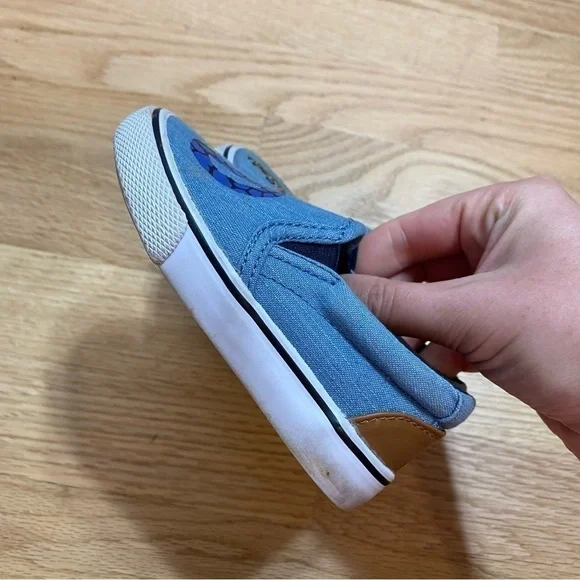 Cat & Jack Wild Slip On Shoes Sz 5 Sneakers Blue Denim Animal Print Zebra - Picture 5 of 7